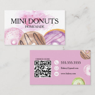 Mini Donuts Baker Bakery Treats Pink Business Card
