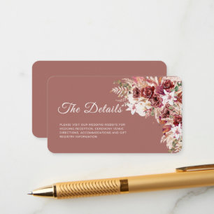 Mini Dusty Rosewood Floral QR Code Insert