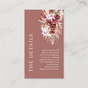 Mini Dusty Rosewood QR Wedding Details Enclosure Card