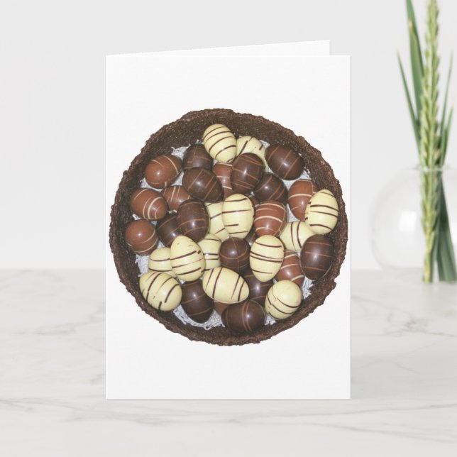 Mini Easter eggs in chocolate nest Holiday Card (Front)