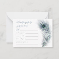 MINI Elegant peacock Feather Teal Wedding RSVP