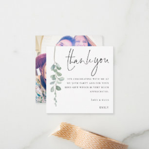 MINI Eucalyptus Photo 30th Birthday Thank You Card