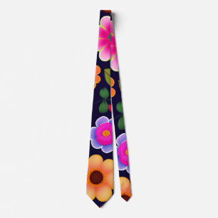 Mini Exotic Flowers Floral Pattern Tie