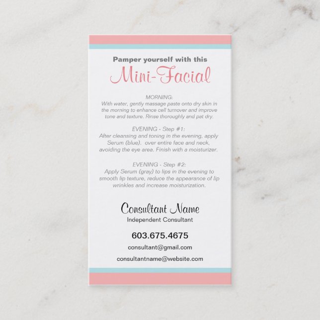 Mini-Facial Instruction Card (Front)