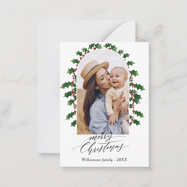 Mini Family Photo Arch Merry Christmas Holiday  Card (Front)