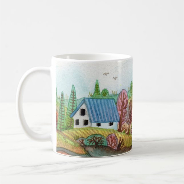 Mini Farmland Lakescape Coffee Mug (Left)