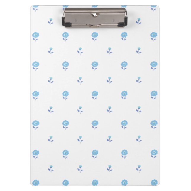 Mini Floral Focus Soft Blue Clipboard (Front)