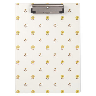 Mini Floral Focus Yellow Brown Clipboard