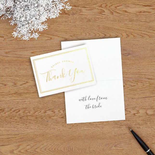 Mini Framed Bridal Shower Thank You Foil Card (Perfect foil thank you card to thank your guests for attending your bridal shower)
