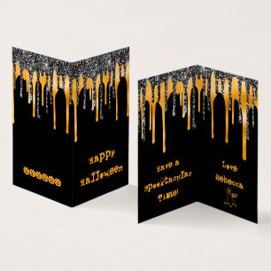 MINI Glitter Orange Happy Halloween Classroom Card