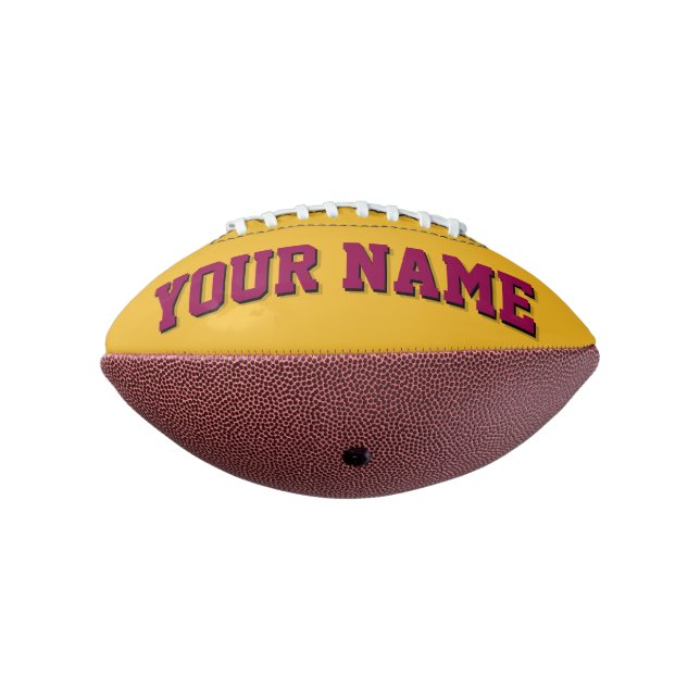 Mini GOLD AND BURGUNDY Personalised Football (Rotated 270)