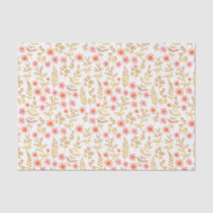 Mini Gold and Coral Florals Tissue Paper
