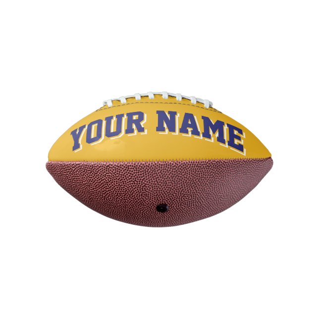 Mini GOLD AND NAVY BLUE Personalised Football (Rotated 270)