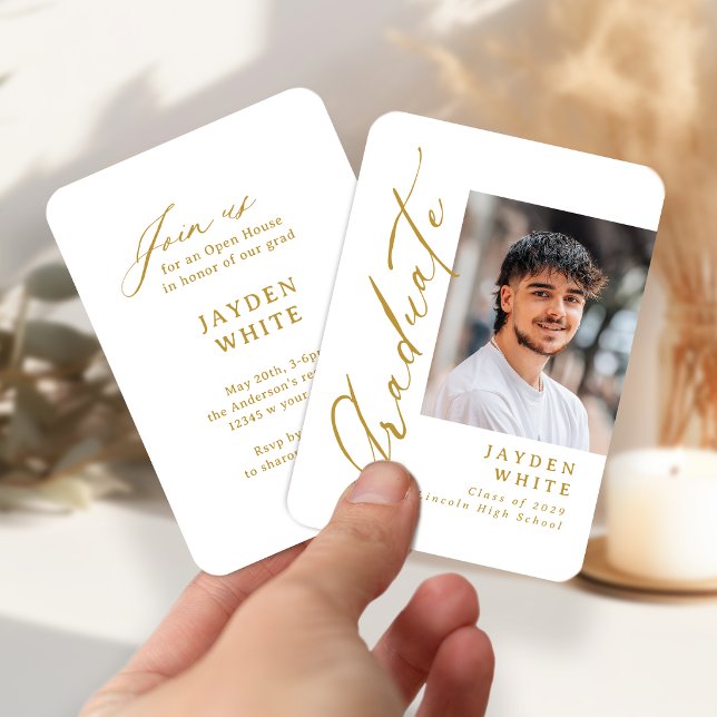 Mini Gold Modern Brush Script Photo Graduation Enclosure Card (Mini Gold Modern Brush Script Photo Graduation Enclosure Card)