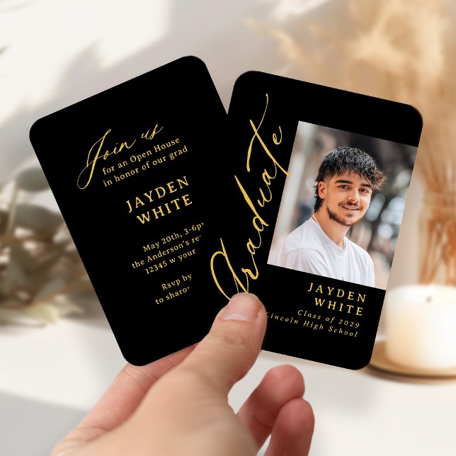 Mini Gold Modern Brush Script Photo Graduation Enclosure Card (Mini Gold Modern Brush Script Photo Graduation Enclosure Card)