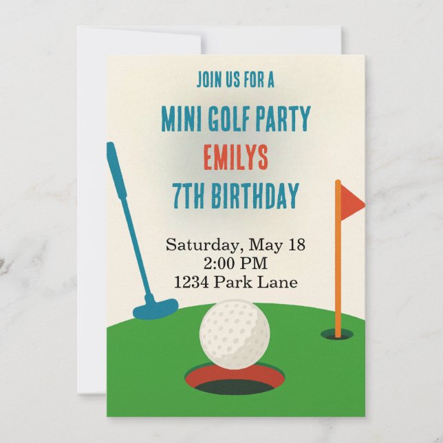 Mini Gold Party Birthy Invitation (Front)