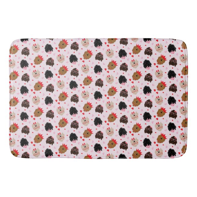 Mini Goldendoodle Dogs Valentines Day Bath Mat (Front)