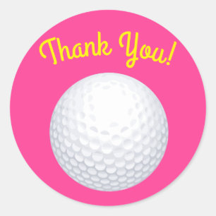 Mini Golf Balls Birthday Party Kids Pink Classic Round Sticker