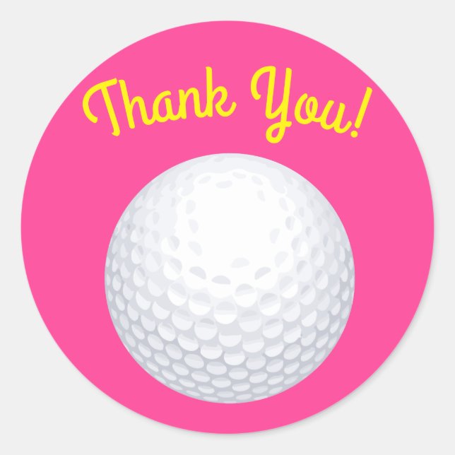 Mini Golf Balls Birthday Party Kids Pink Classic Round Sticker (Front)