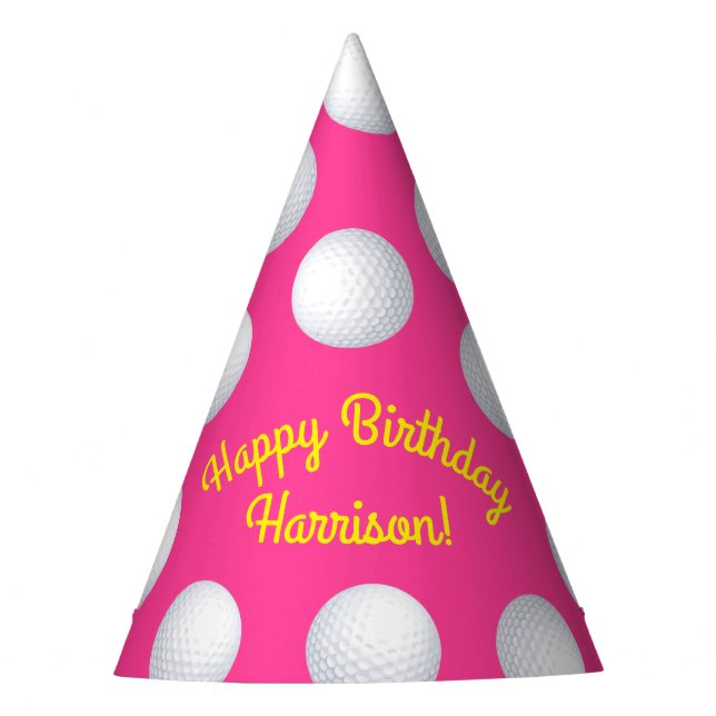 Mini Golf Balls Birthday Party Kids Pink Hat (Front)