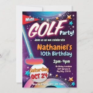 Mini Golf Birthday Invitation   Golf Party Card