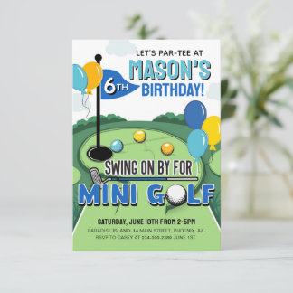 Mini Golf Birthday Invitation, Putt Putt Birthday Invitation