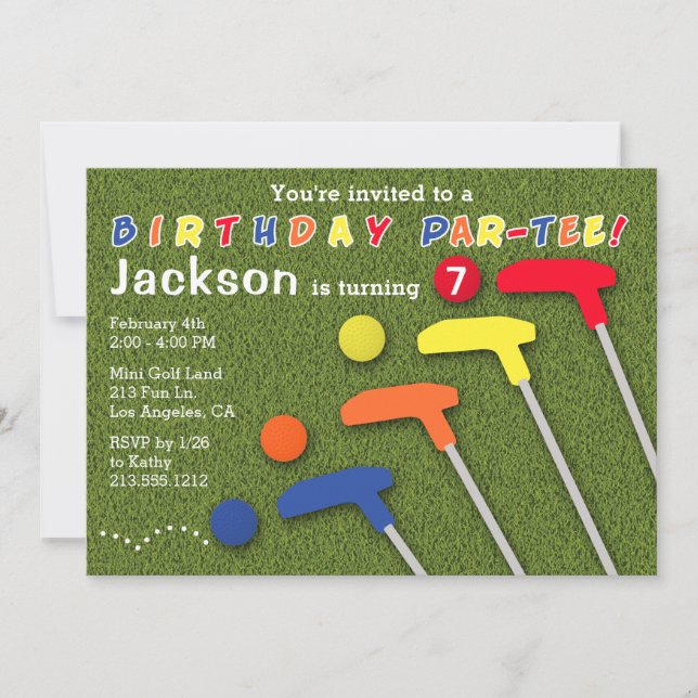 Mini Golf Par-Tee Putt Putt Boy's Birthday Invitation (Front)