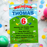 Mini Golf Putt Putt Boys Birthday Party Invitation<br><div class="desc">A fun kids birthday mini golf party invitation. With extra space to write additional information about your party. 
Large age displayed on the centre golf ball and cute colorful putty sticks.</div>