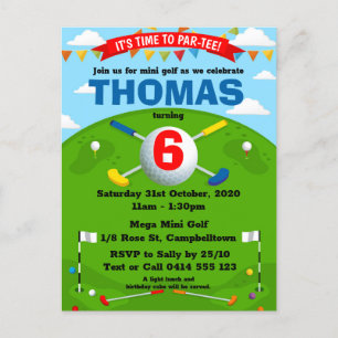 Mini Golf Putt Putt Boys Birthday Party Postcard