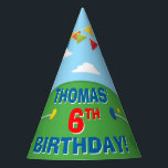Mini Golf Putt Putt Kids Birthday Party Party Hat<br><div class="desc">This playful mini golf party hat design is perfect for a kids' celebration! Featuring a vibrant green grass background and charming cartoon-style graphics, it captures the fun and excitement of a day on the course. The design includes cute golf clubs, colorful golf balls, and whimsical mini-golf obstacles like windmills and...</div>