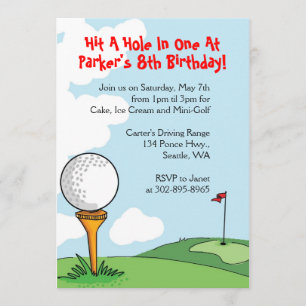 Mini-Golf themed birthday party invitations