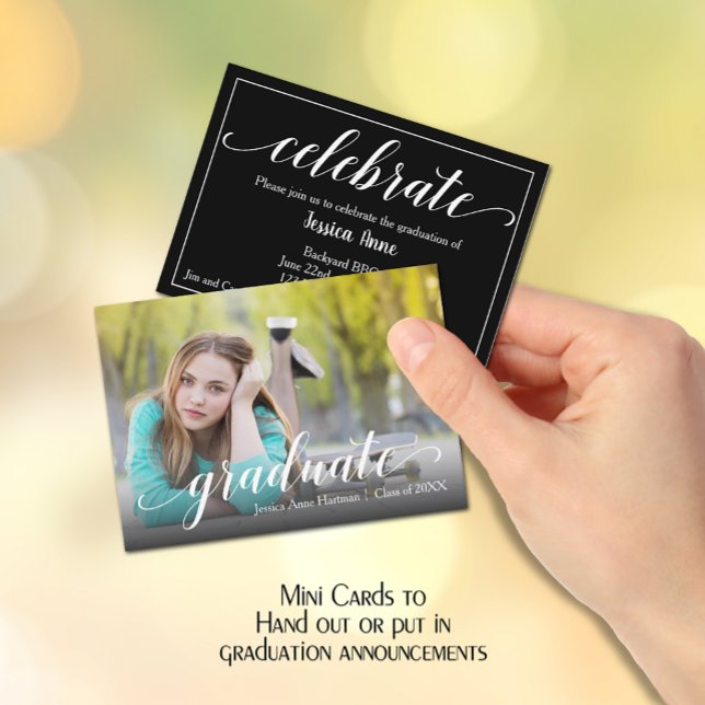 MINI Grad Photo Invitation Cards (Small 3.5" x 2.5" graduation party cards to hand out or include in your graduation announcements.)