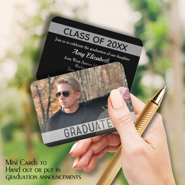 MINI Graduate Photo Invitation Cards (Small 3.5" x 2.5" graduation party cards to hand out or include in your graduation announcements.)