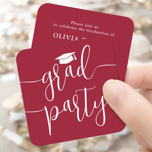 Mini Graduation Party Invitation Red & White Card (Creator Uploaded)