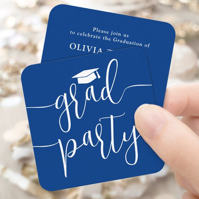 Mini Graduation Party Invitation Royal Blue Card (Creator Uploaded)