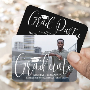 Mini Graduation Party Modern One Photo Invitation