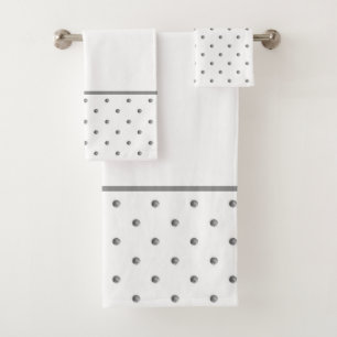 Mini Grey Watercolor Polka Dots Bath Towel Set