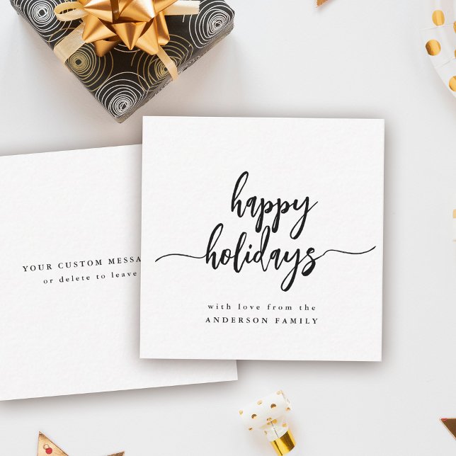 Mini Happy Holidays Modern Elegant Script Card (Creator Uploaded)