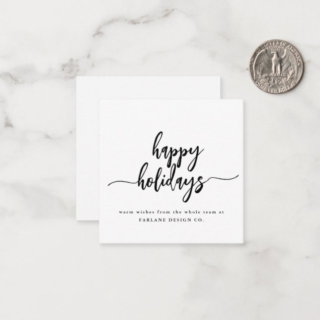 Mini Happy Holidays Modern Script Business Logo Card (Front/Back In Situ)