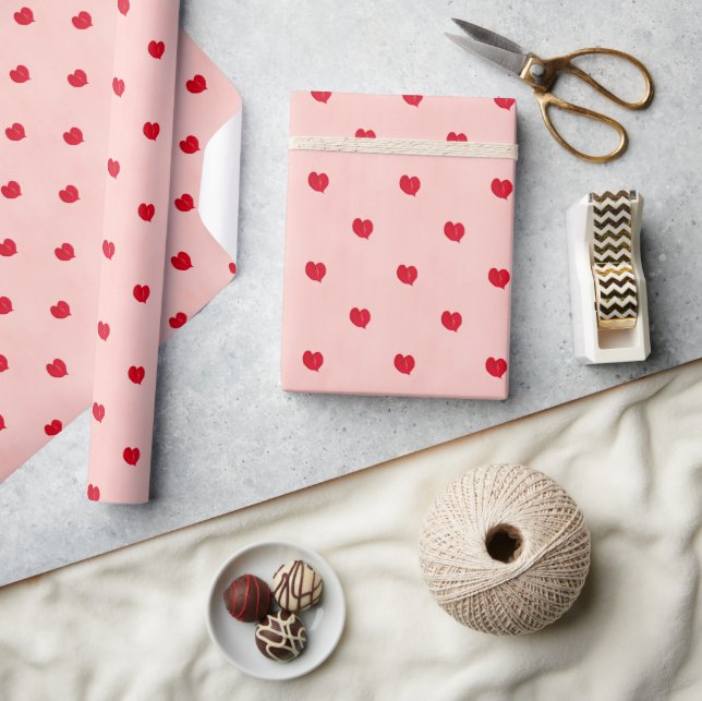 Mini Heart Design - Pink & Red Wrapping Paper (Crafts)