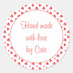 MINI HEARTS 1.5" Round "Hand Made" Stickers