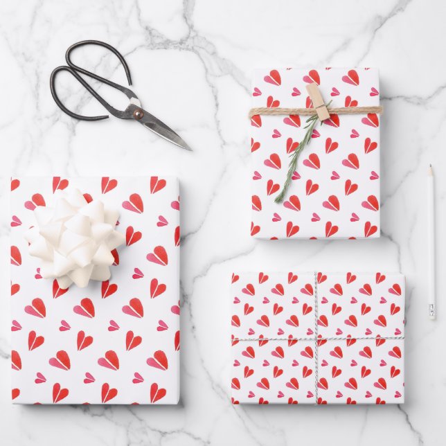MINI HEARTS Flat Sheet Wrapping Paper  (Front)