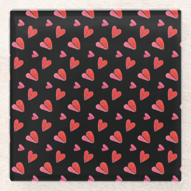 MINI HEARTS II Glass Drink Coaster (Front)