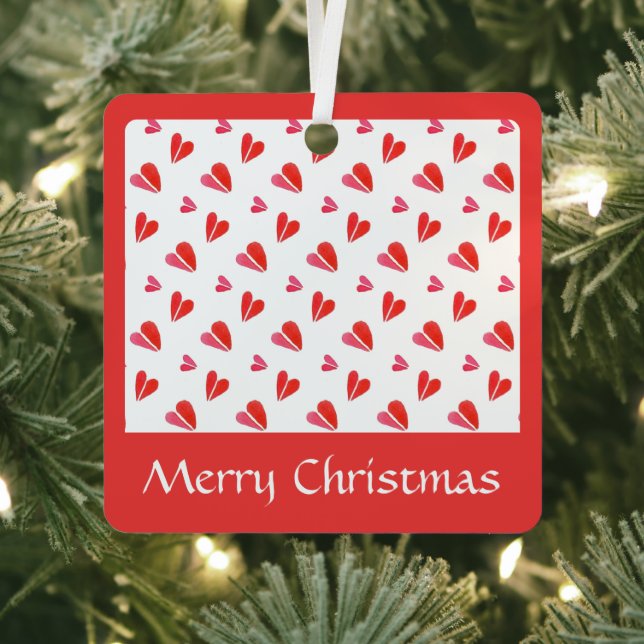 MINI HEARTS Metal Square Ornament + Text (Insitu)