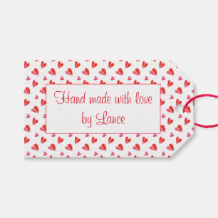 MINI HEARTS Rectangle "Hand Made" Tags
