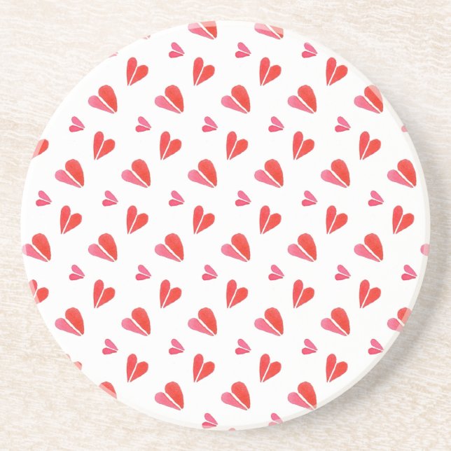 Mini Hearts Round Sandstone Coaster (Front)