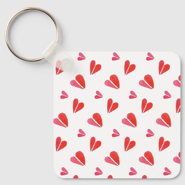 Mini Hearts Square Aluminium Keychain (Front)