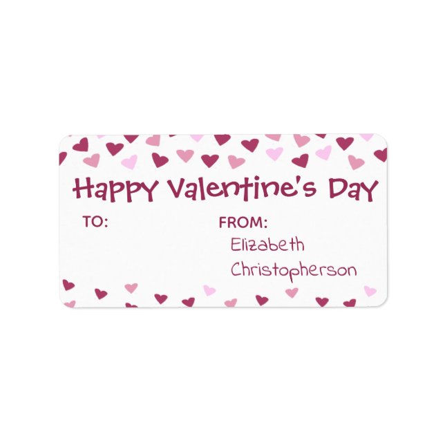 Mini Hearts TO FROM Valentine Treat Label (Front)