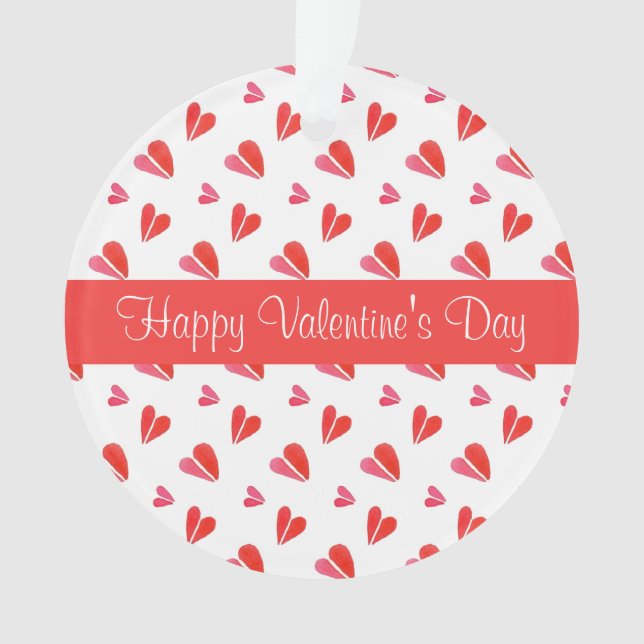 MINI HEARTS Valentine Acrylic Circle Ornament Red (Front)