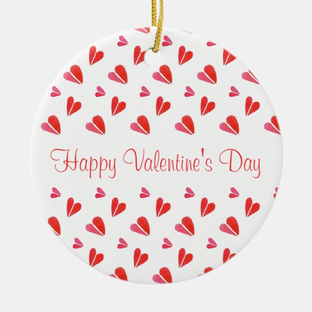 MINI HEARTS Valentine Ceramic Circle Ornament  (Front)
